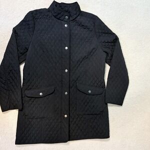 J. Jill Women's Quilted Lightweight Zip-front Jacket Coat Medium Black Classic